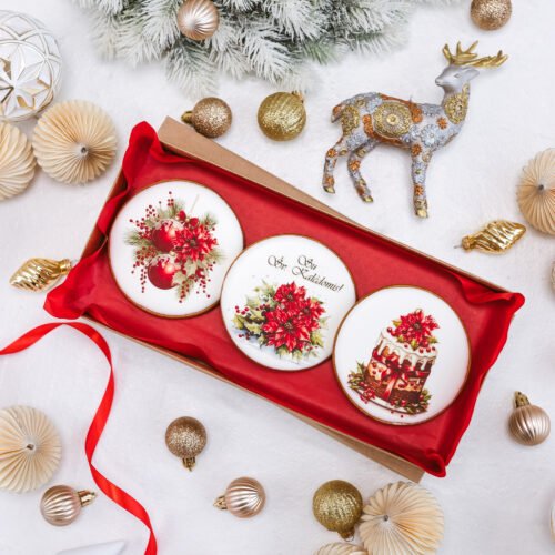 Dekoruotų meduolinių sausainių rinkinys „Kalėdos” K32, 3vnt.