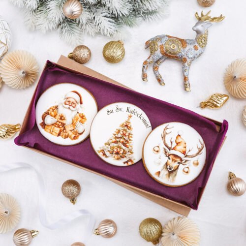 Dekoruotų meduolinių sausainių rinkinys „Kalėdos” K33, 3vnt.