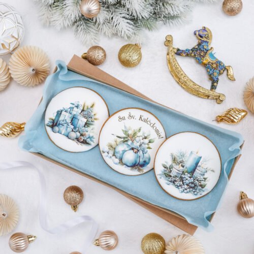 Dekoruotų meduolinių sausainių rinkinys „Kalėdos” K34, 3vnt.