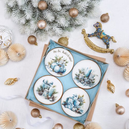 Dekoruotų meduolinių sausainių rinkinys „Kalėdos” K36, 4vnt.