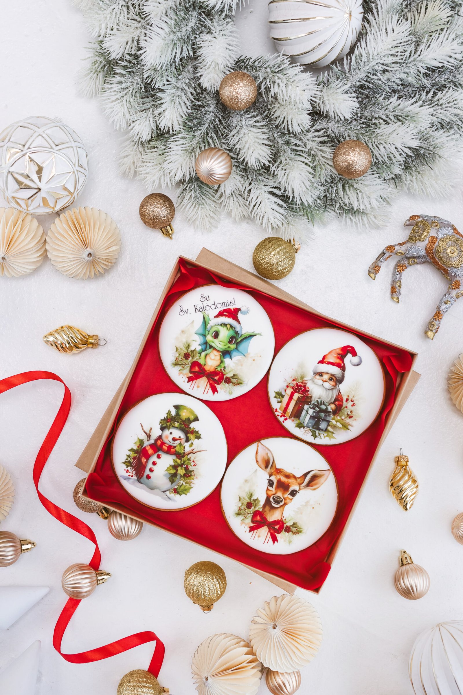 Dekoruotų meduolinių sausainių rinkinys „Kalėdos” K37, 4vnt.
