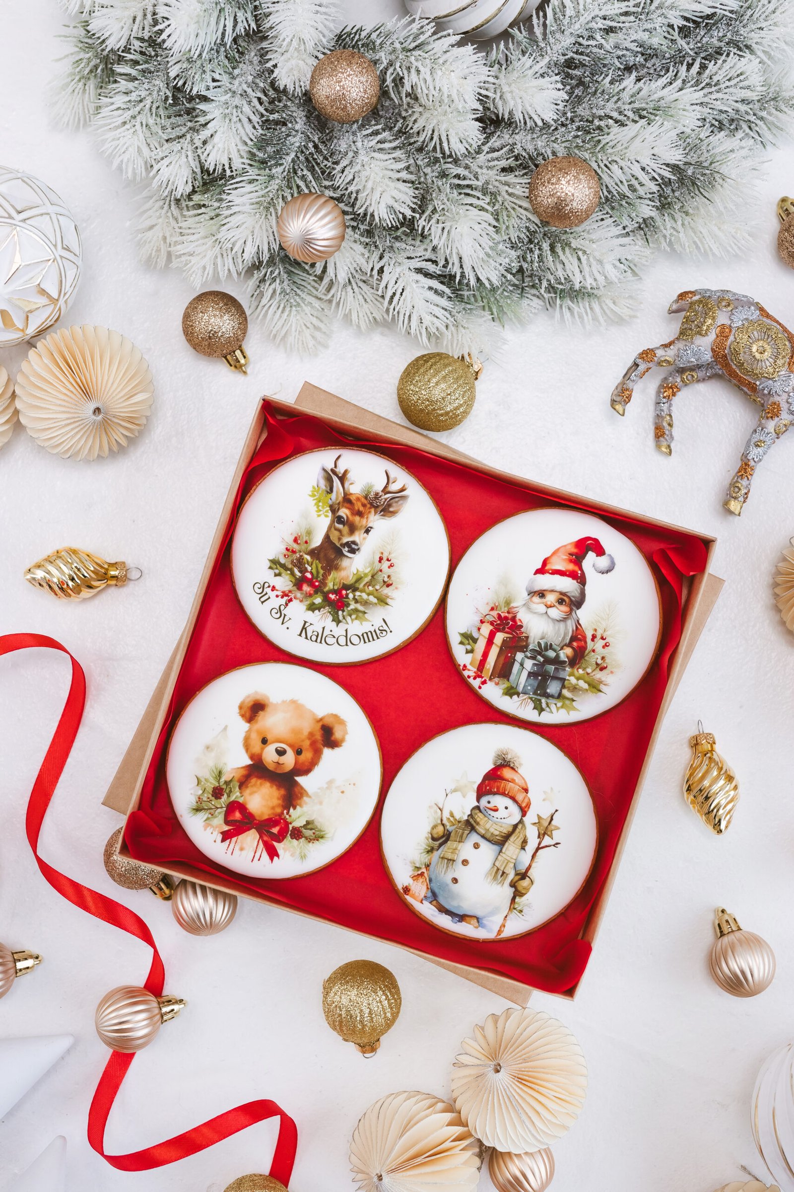 Dekoruotų meduolinių sausainių rinkinys „Kalėdos” K38, 4vnt.