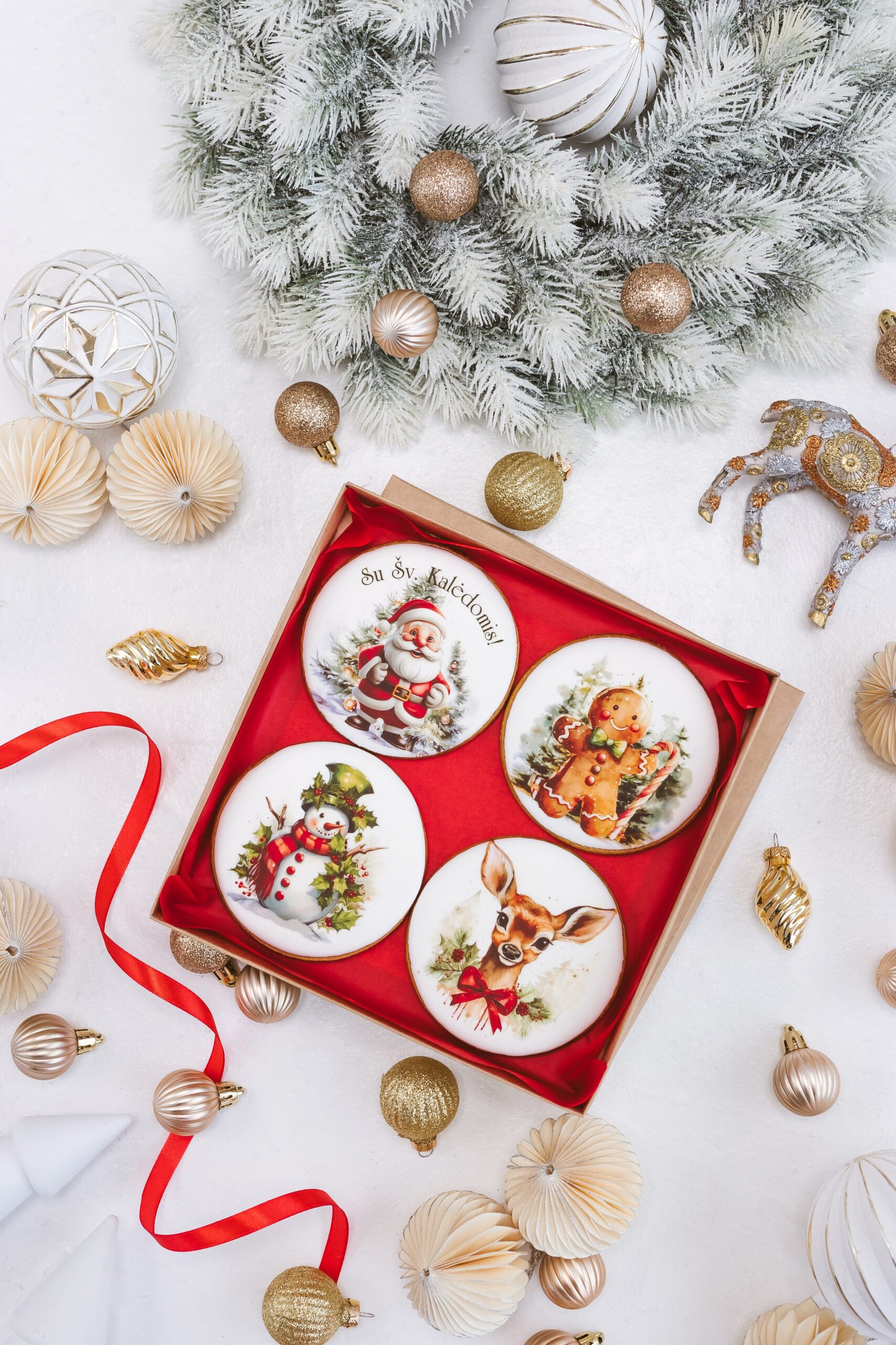 Dekoruotų meduolinių sausainių rinkinys „Kalėdos” K39, 4vnt.