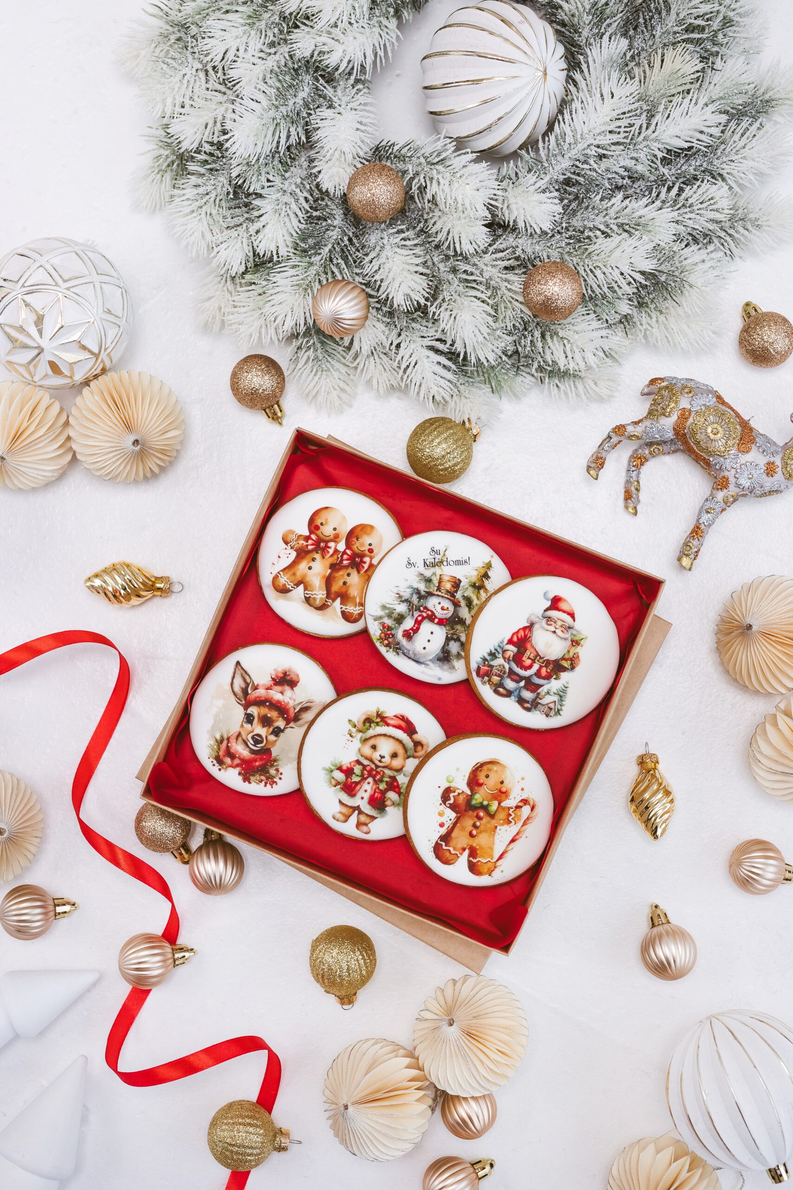 Dekoruotų meduolinių sausainių rinkinys „Kalėdos” K41, 6vnt.