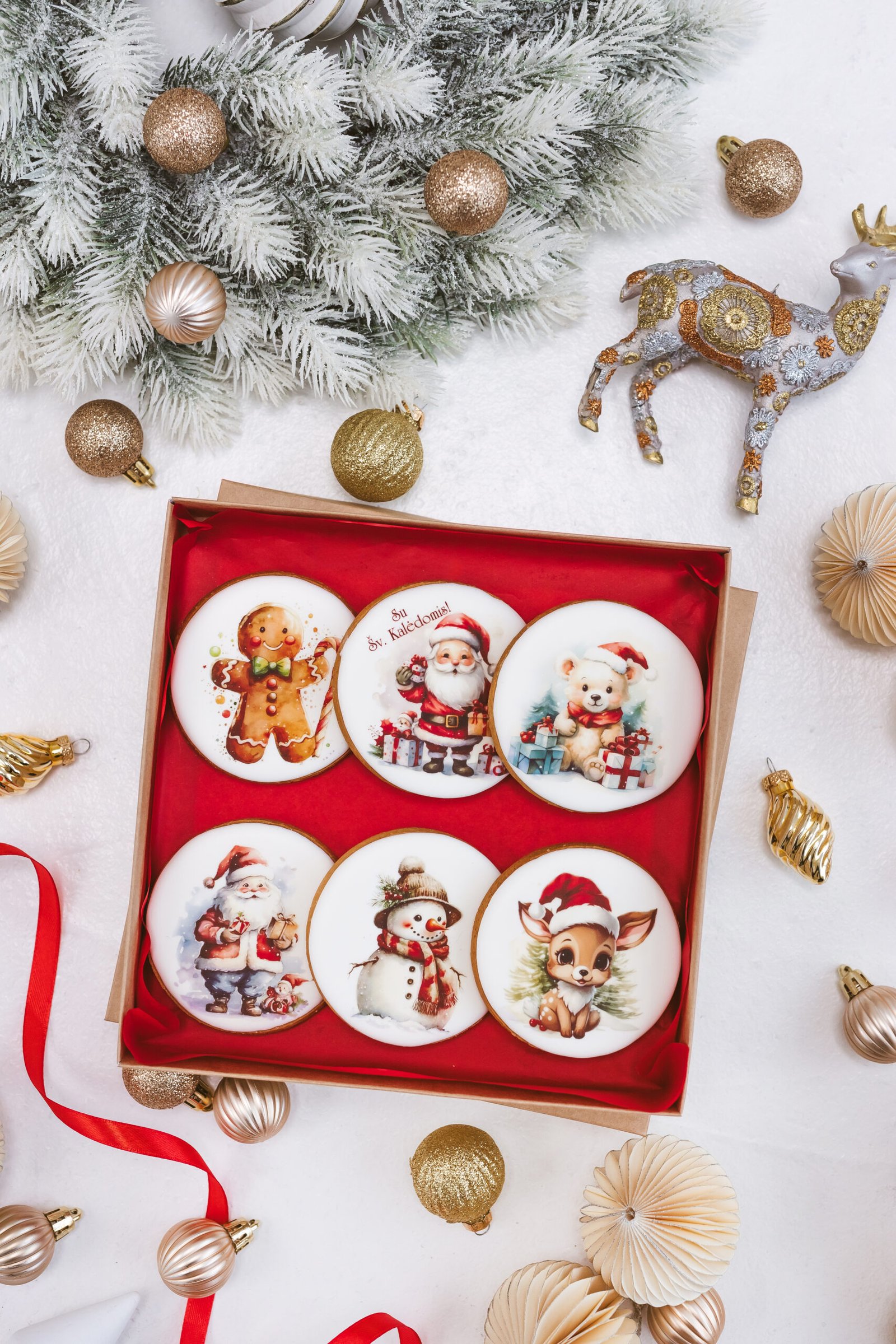 Dekoruotų meduolinių sausainių rinkinys „Kalėdos” K42, 6vnt.