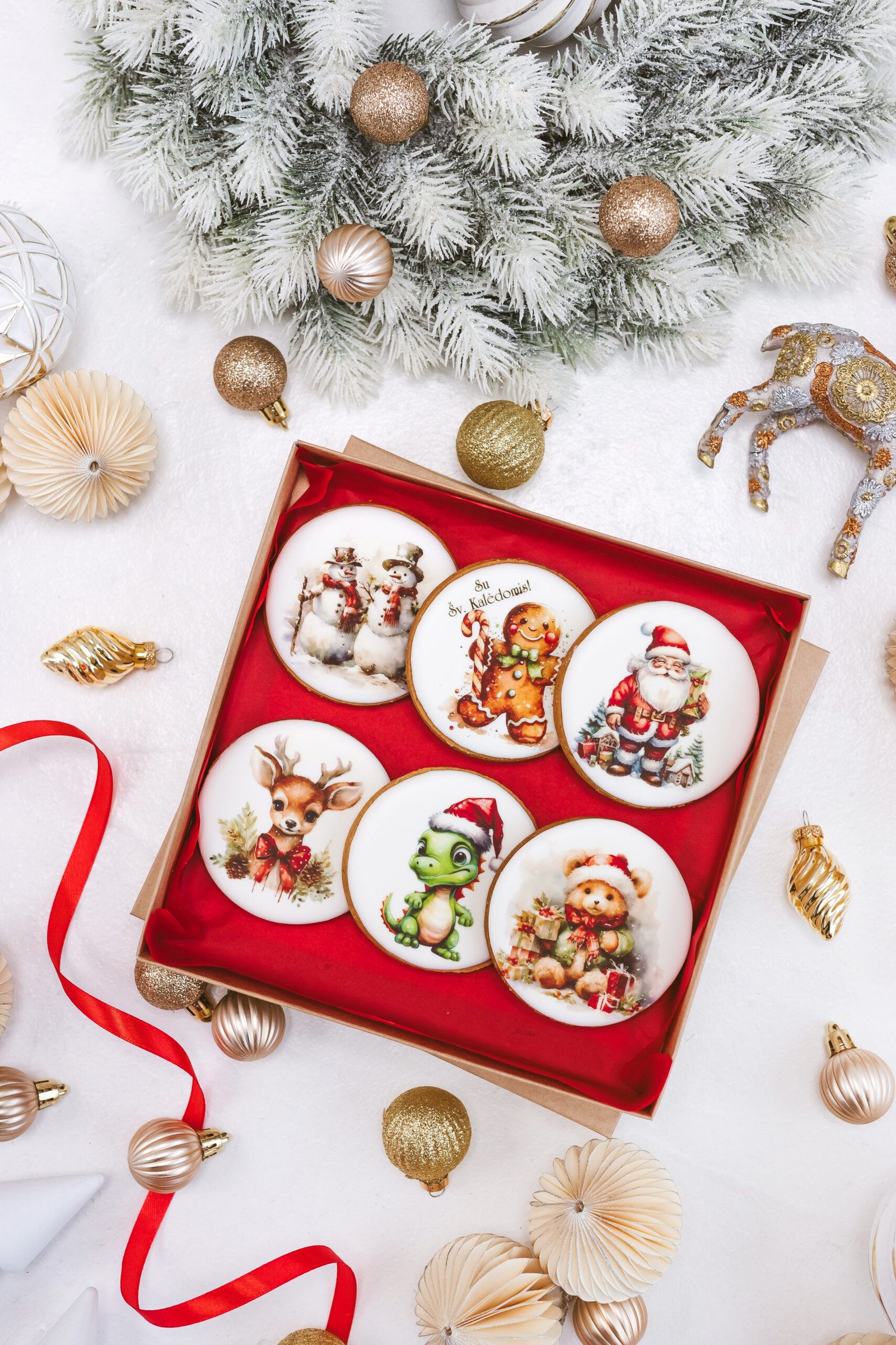 Dekoruotų meduolinių sausainių rinkinys „Kalėdos” K43, 6vnt.