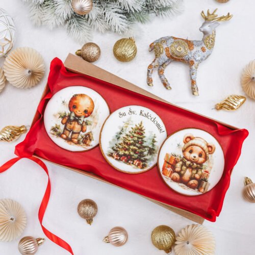 Dekoruotų meduolinių sausainių rinkinys „Kalėdos” K27, 3vnt.