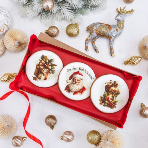 Dekoruotų meduolinių sausainių rinkinys „Kalėdos” K29, 3vnt.