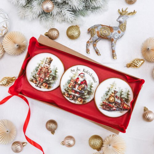 Dekoruotų meduolinių sausainių rinkinys „Kalėdos” K30, 3vnt.