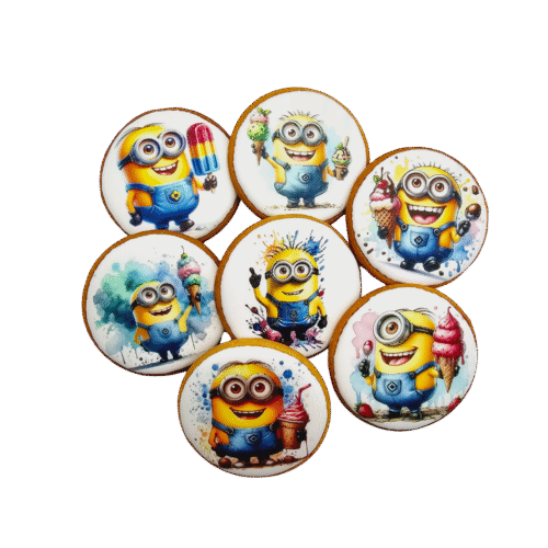 Dekoruoti meduoliniai sausainiai „Minions”