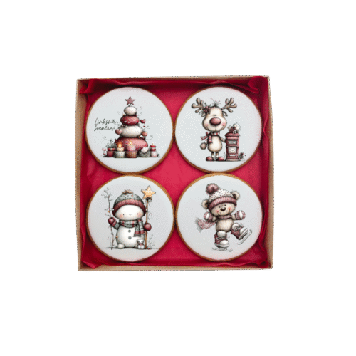 Dekoruotų meduolinių sausainių rinkinys „Kalėdos” K70, 4vnt.