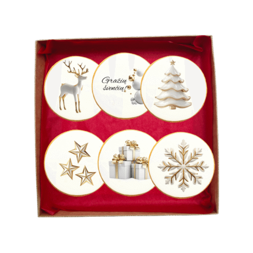 Dekoruotų meduolinių sausainių rinkinys „Kalėdos” K83, 6vnt.