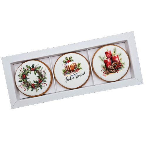 Dekoruoti meduoliniai sausainiai „Kalėdos” K55, 3vnt.