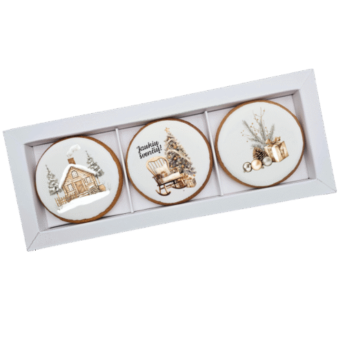 Dekoruoti meduoliniai sausainiai „Kalėdos” K60, 3vnt.