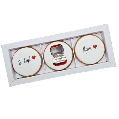 Dekoruotų meduolinių sausainių rinkinys „Valentino diena” V17, 3vnt.