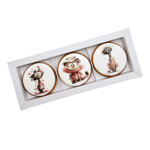 Dekoruoti meduoliniai sausainiai „Valentino diena” V36, 3vnt.