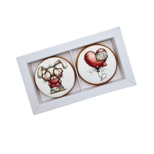Dekoruoti meduoliniai sausainiai „Valentino diena” V32, 2vnt.
