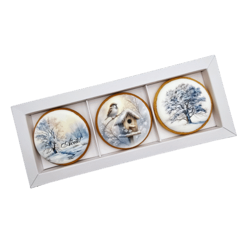 Dekoruoti meduoliniai sausainiai „Žiema”, 3vnt.