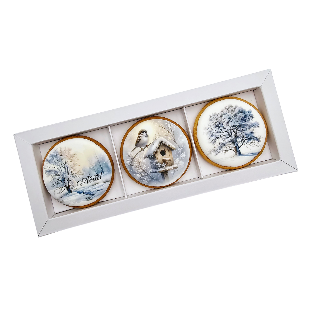 Dekoruoti meduoliniai sausainiai „Žiema”, 3vnt.