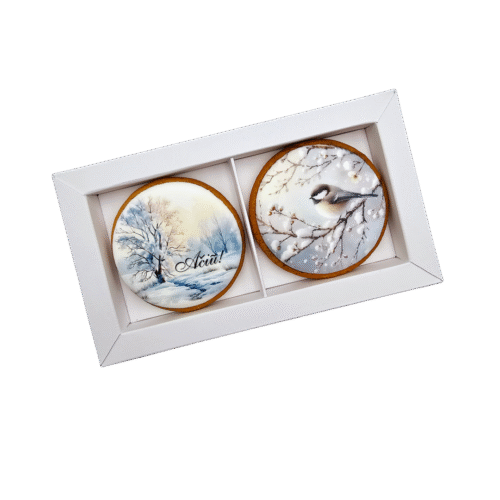 Dekoruoti meduoliniai sausainiai „Žiema 1”, 2vnt.