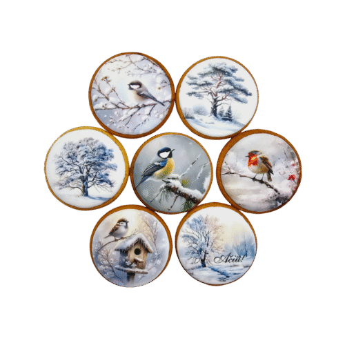 Dekoruoti meduoliniai sausainiai „Žiemos pasaka”