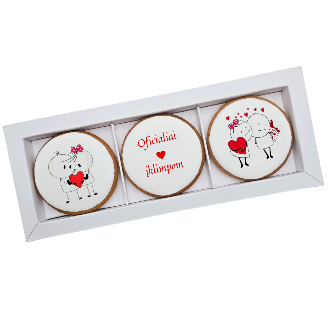 Dekoruotų meduolinių sausainių rinkinys „Valentino diena” V2, 3vnt.