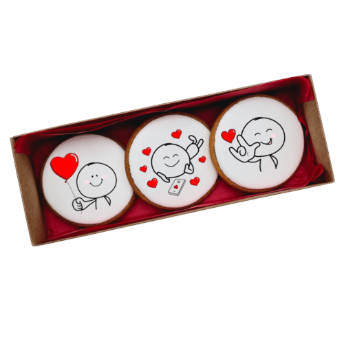 Dekoruotų meduolinių sausainių rinkinys „Valentino diena” V20, 3vnt.