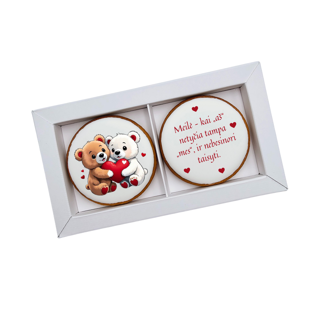 Dekoruotų meduolinių sausainių rinkinys „Valentino diena” V6, 2vnt.