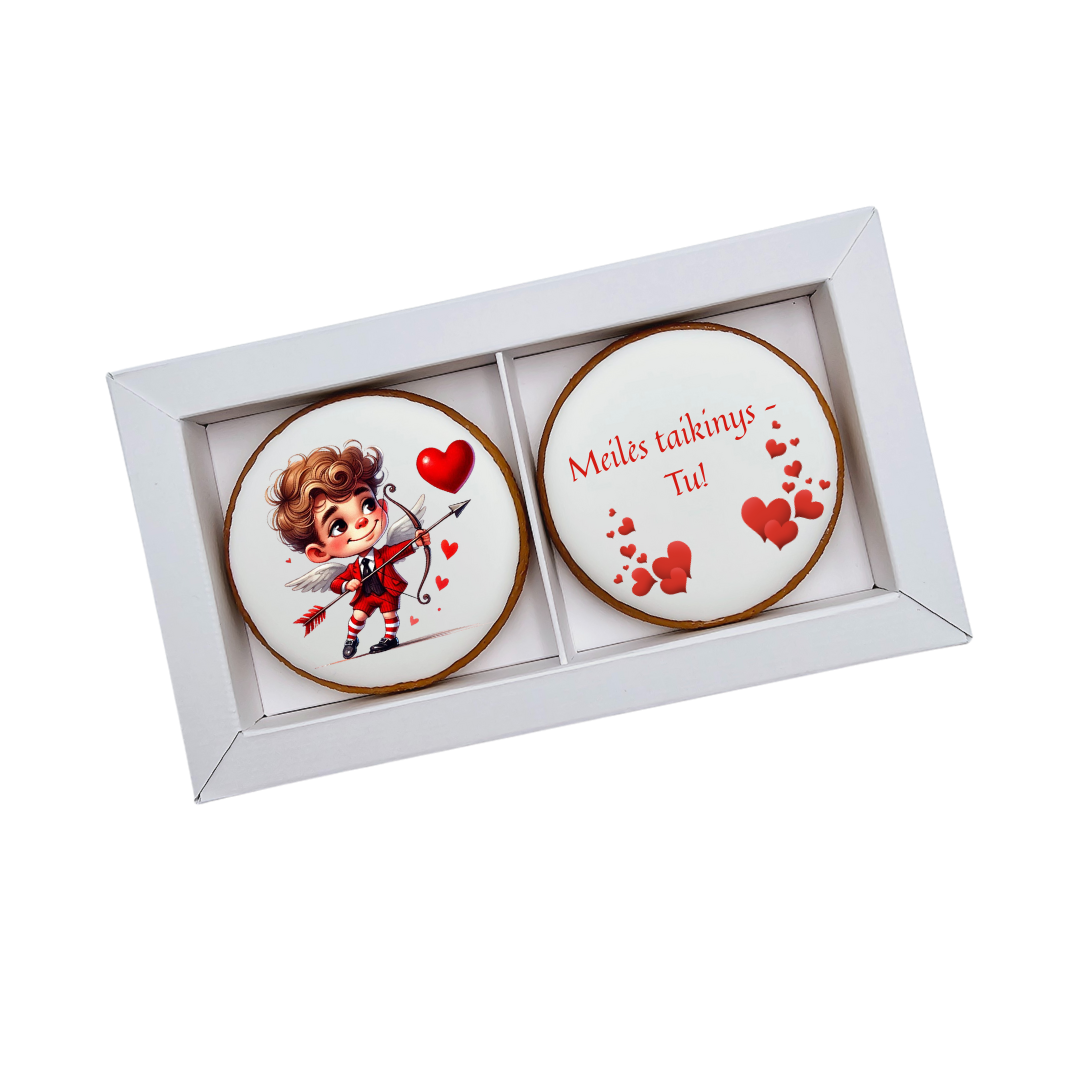 Dekoruotų meduolinių sausainių rinkinys „Valentino diena” V5, 2vnt.