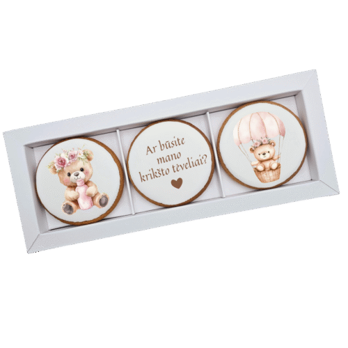 Dekoruoti meduoliniai sausainiai „Krikštynos” pakvietimas 5