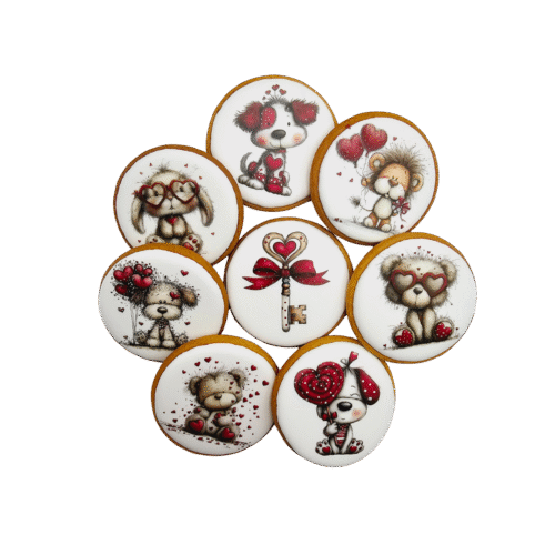 Dekoruoti meduoliniai sausainiai „Valentino diena” V26, 1vnt.