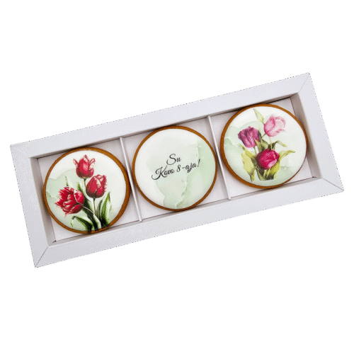 Dekoruoti meduoliniai sausainiai „Moters diena4” 3vnt.