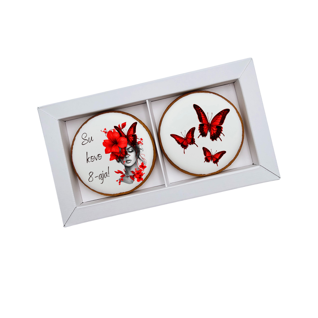 Dekoruoti meduoliniai sausainiai „Moters diena10” 2vnt.