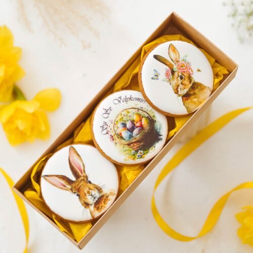 Dekoruoti meduoliniai sausainiai „Velykos26“ 3vnt.