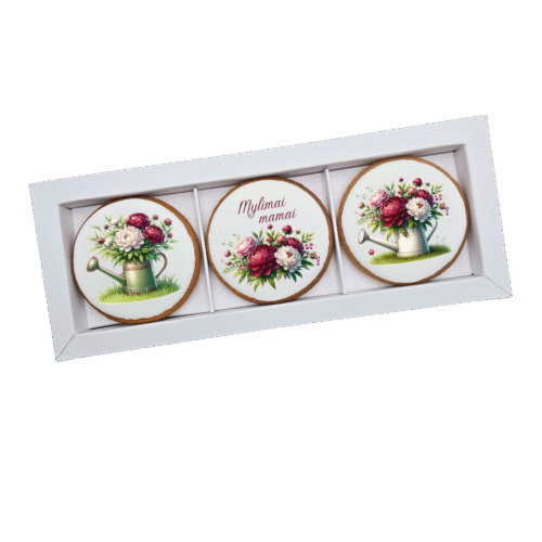 Dekoruoti meduoliniai sausainiai „Mamos diena10” 3vnt.