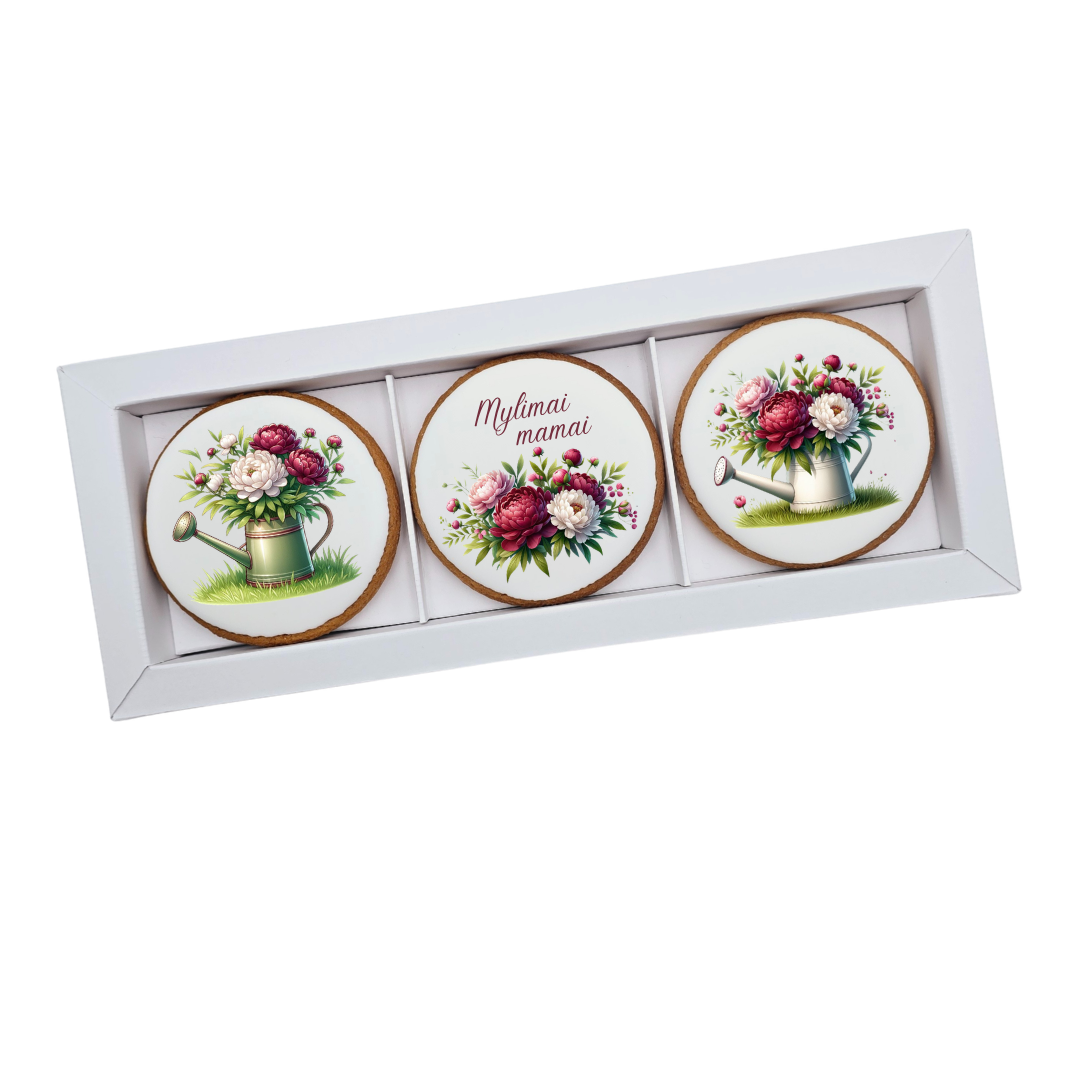 Dekoruoti meduoliniai sausainiai „Mamos diena10” 3vnt.