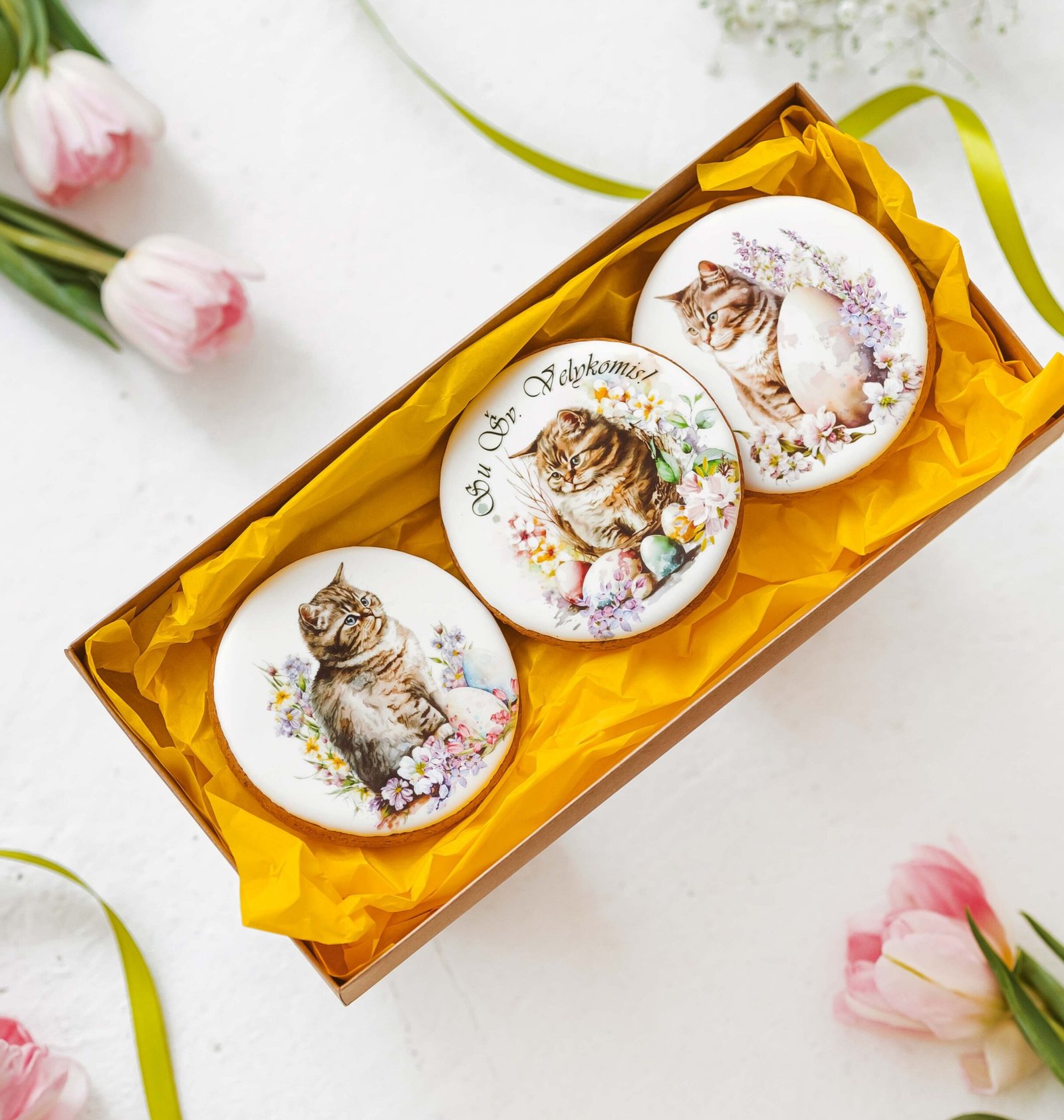 Dekoruoti meduoliniai sausainiai „Velykos24“ 3vnt.