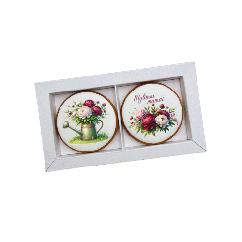 Dekoruoti meduoliniai sausainiai „Mamos diena7” 2vnt.