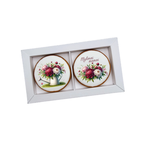 Dekoruoti meduoliniai sausainiai „Mamos diena9” 2vnt.