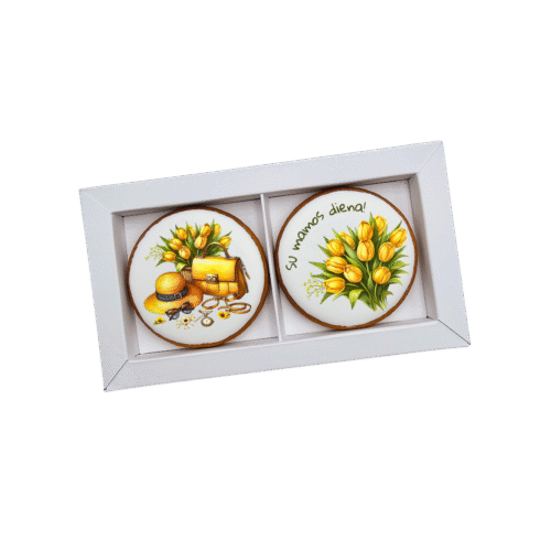 Dekoruoti meduoliniai sausainiai „Mamos diena11” 2vnt.